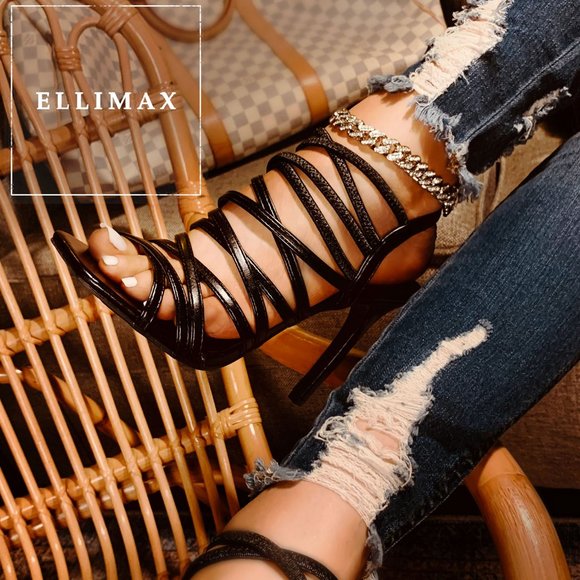 NEW🔥Strappy Cage Open Toe Gladiator Sandal Elastic Slingback Stiletto High Heel - Picture 1 of 7